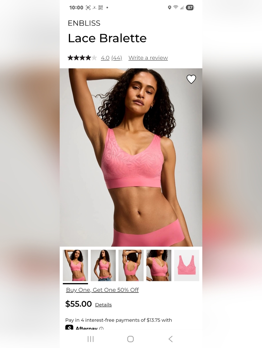 Soma Pink Lace Bralette